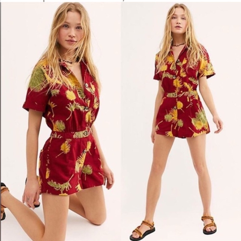 Free People Romper Tropical Print